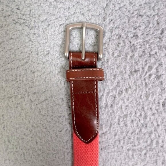 Peter Millar Mens Pink and Brown Canvas Belt Size 38 - Picture 4 of 11